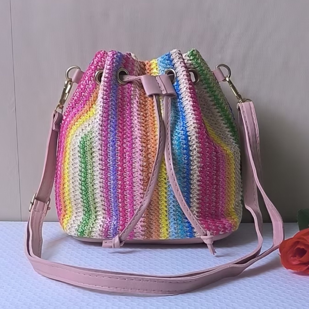 Woven Colorful Drawstring Bag - Picture 2 of 4